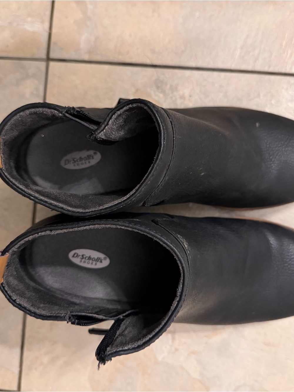 Dr. Scholl's Black Leather Ankle Booties with Side Zip